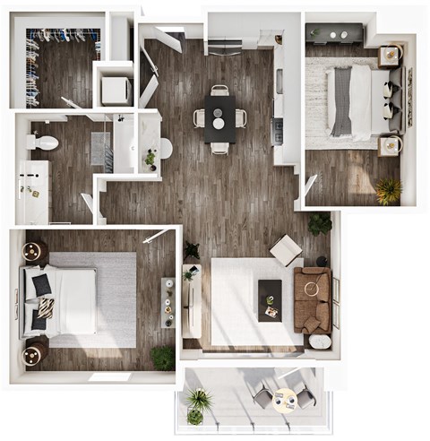 Floor plan for 1 bed, 1 bath, 1003 sqft